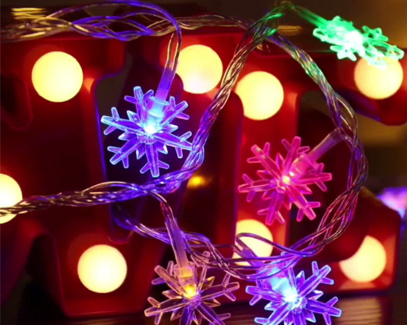 Snowflake String Lights – LED Christmas Fairy Lights for Winter Home Decor