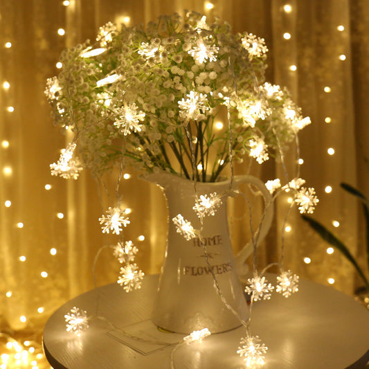 Snowflake String Lights – LED Christmas Fairy Lights for Winter Home Decor