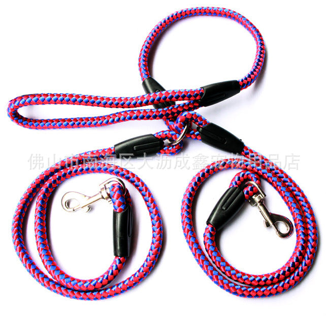 One to Two Dog Leash Double-Ended Rope – Hands-Free Adjustable Walking & Training Collar Lead