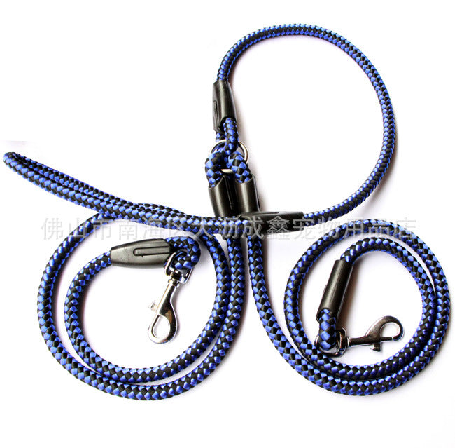 One to Two Dog Leash Double-Ended Rope – Hands-Free Adjustable Walking & Training Collar Lead