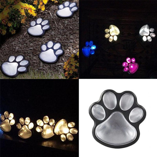 Paw Print Solar Garden Lights LED Outdoor Path Lights – Waterproof Decorative Landscape Lighting