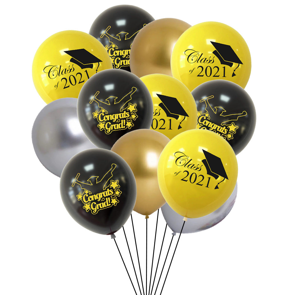 Graduation Decoration Kit – Graduation Banner & Latex Balloons Party Supplies Set