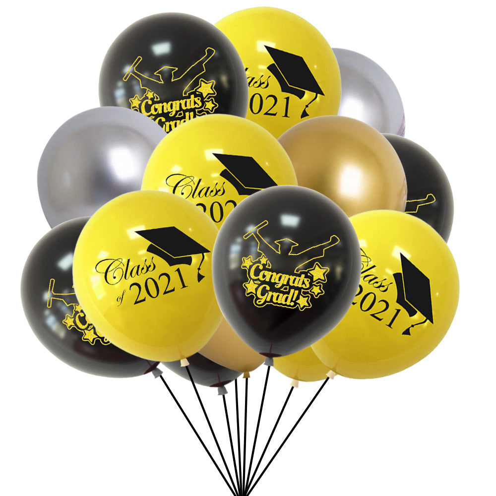 Graduation Decoration Kit – Graduation Banner & Latex Balloons Party Supplies Set