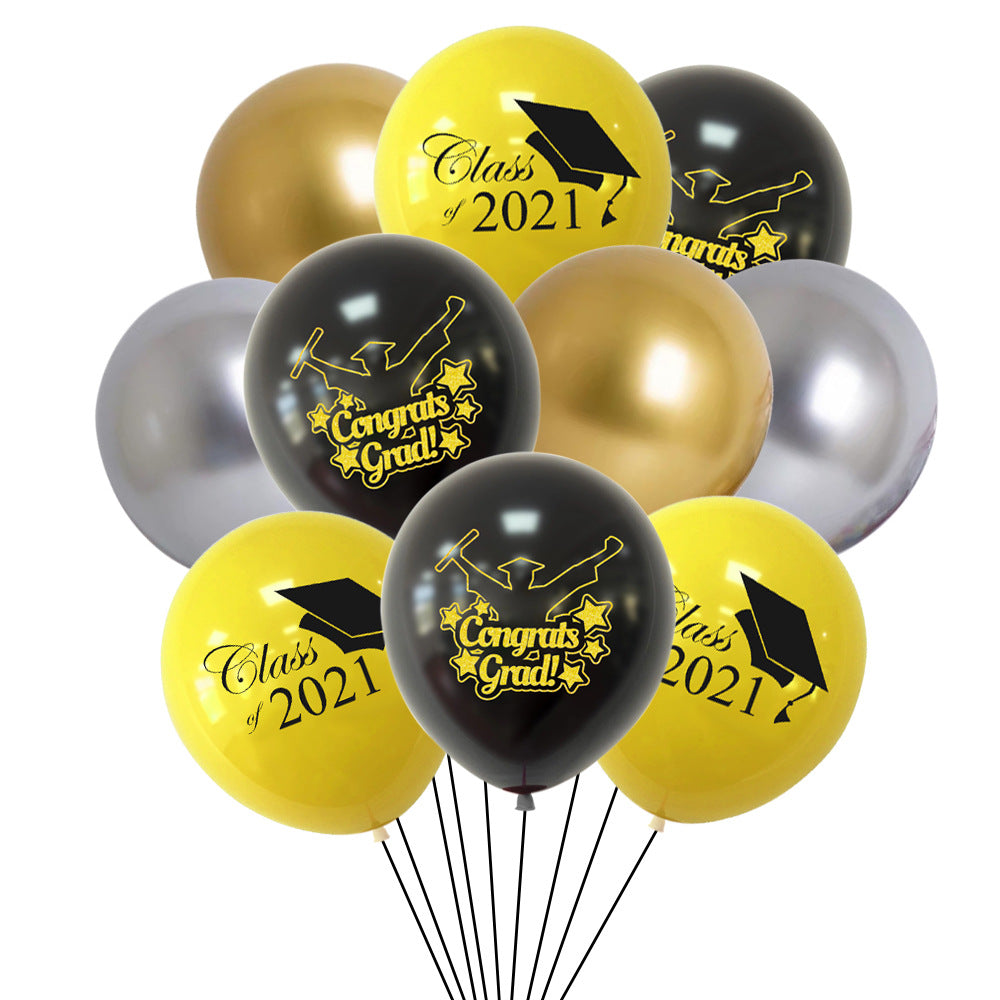 Graduation Decoration Kit – Graduation Banner & Latex Balloons Party Supplies Set
