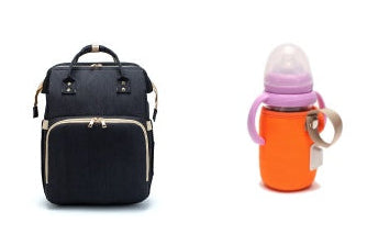 Multifunction Diaper Bag Backpack – USB Charging Baby Bag with Foldable Travel Bed