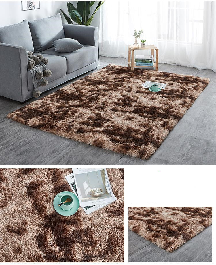 Colorful Tie-Dye Wool Carpet Rug – Living Room Soft PV Pile Floor Rug