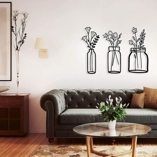 Elegant Flower Silhouette Wall Hanging – Unique Metal Art for Home Interior