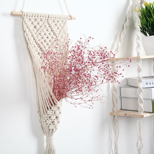 Woven Net Flower Basket Wall Decor – Hanging Storage Basket for Home & Flower Shop Decor