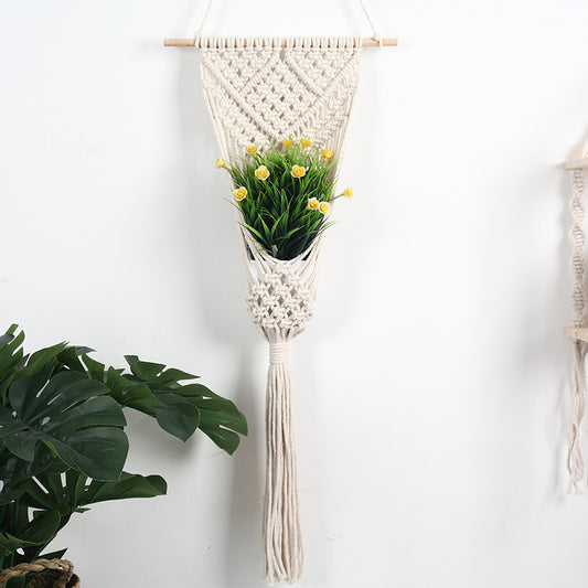 Woven Net Flower Basket Wall Decor – Hanging Storage Basket for Home & Flower Shop Decor