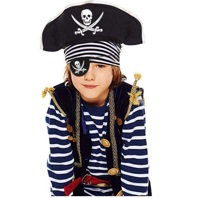 Halloween Kids Pirate Accessories – Captain Hat & Eye Patch for Party Costume & Cosplay