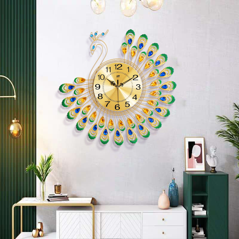 Luxury Peacock Wall Clock – Modern Silent Living Room Home Décor