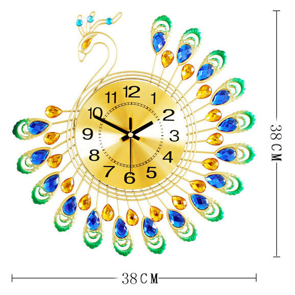Luxury Peacock Wall Clock – Modern Silent Living Room Home Décor
