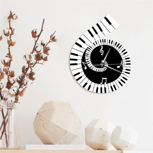 Creative Treble Clef Wall Clock – Piano Keyboard Music Theme Home Decor Timepiece