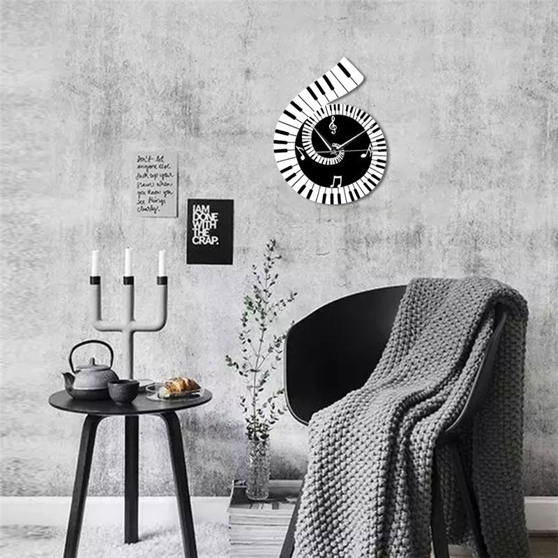 Creative Treble Clef Wall Clock – Piano Keyboard Music Theme Home Decor Timepiece