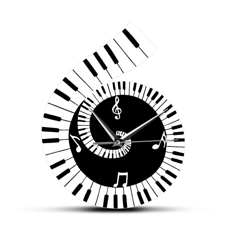 Creative Treble Clef Wall Clock – Piano Keyboard Music Theme Home Decor Timepiece