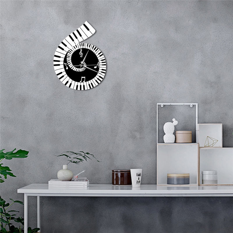 Creative Treble Clef Wall Clock – Piano Keyboard Music Theme Home Decor Timepiece