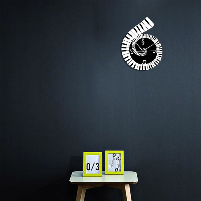 Creative Treble Clef Wall Clock – Piano Keyboard Music Theme Home Decor Timepiece