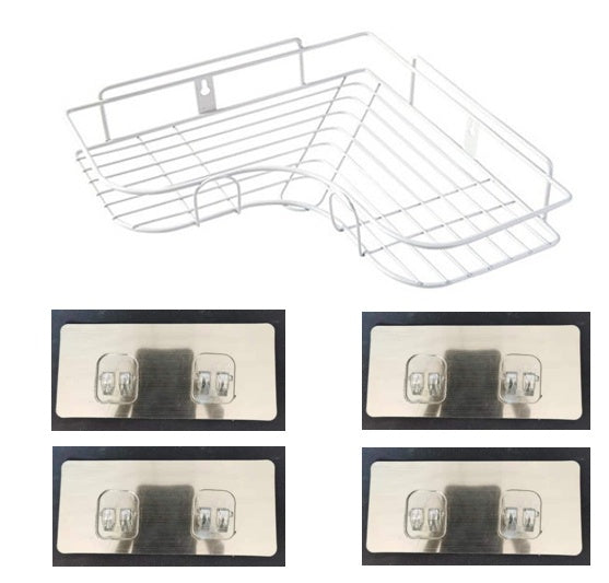 Easy Install Corner Shelf Rack – No-Drill Bathroom & Kitchen Wall Storage Organizer