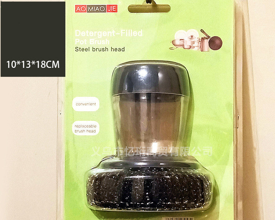 Soap Dispensing Palm Brush – Effortless Dish Cleaning Tool