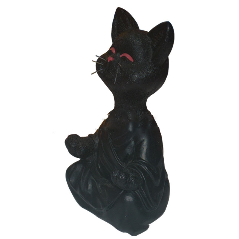 Whimsical Black Buddha Cat Figurine – Meditation Yoga Home Decor Ornament