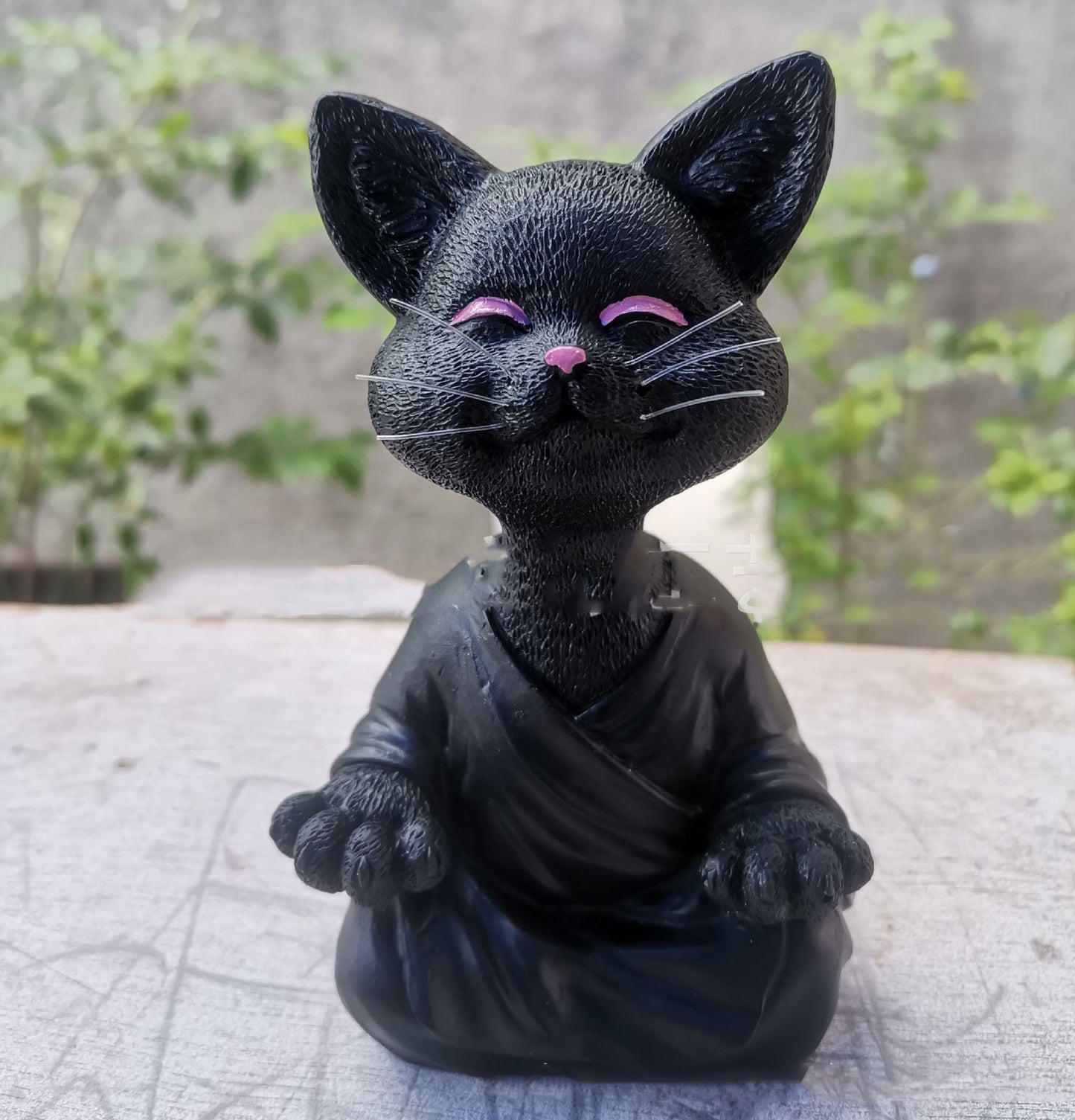 Whimsical Black Buddha Cat Figurine – Meditation Yoga Home Decor Ornament