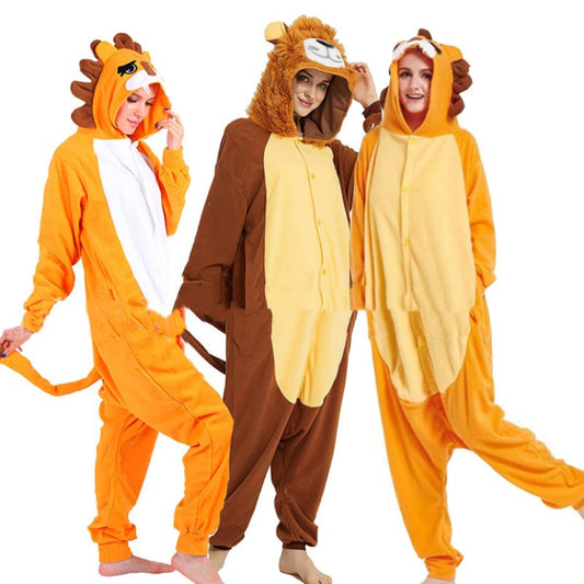 Couple Lion Animal Onesie Pajamas – Halloween Simba Costume for Cosplay & Cozy Nights