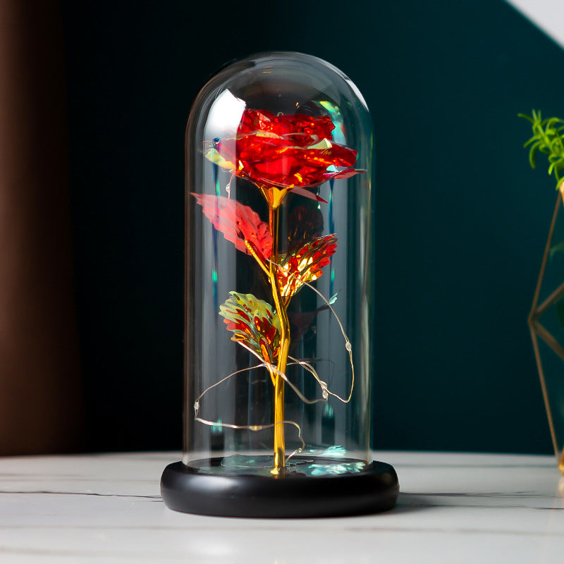 Gold Foil Preserved Rose Glass Dome – Luxury Eternal Flower Gift for Valentine’s & Anniversary