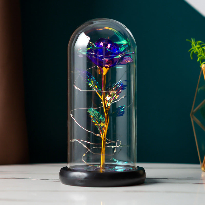 Gold Foil Preserved Rose Glass Dome – Luxury Eternal Flower Gift for Valentine’s & Anniversary