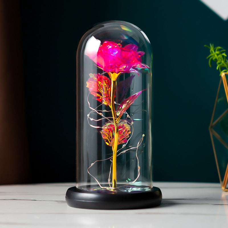 Gold Foil Preserved Rose Glass Dome – Luxury Eternal Flower Gift for Valentine’s & Anniversary