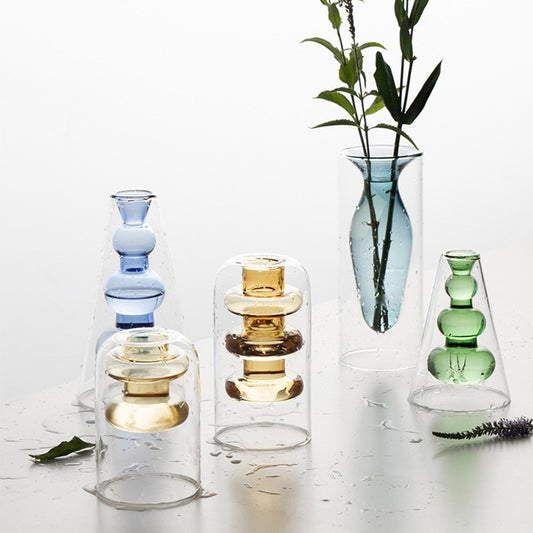 Nordic Colorful Glass Vase – Aesthetic Home Decor for Living Room