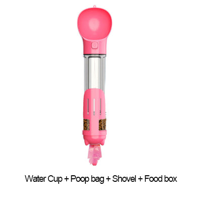 Portable Pet Travel Bottle – 3-in-1 Dog Water Feeder & Waste Bag Dispenser