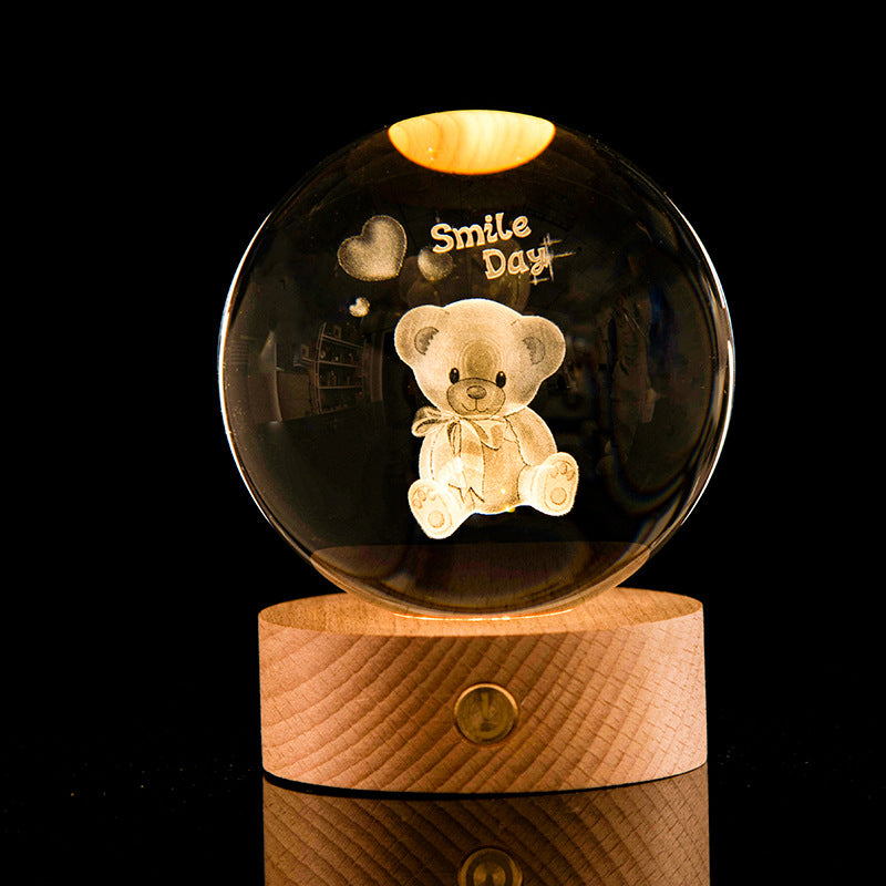Galaxy Crystal Ball Night Light – 3D Laser Engraved Lamp for Cozy Room Vibes