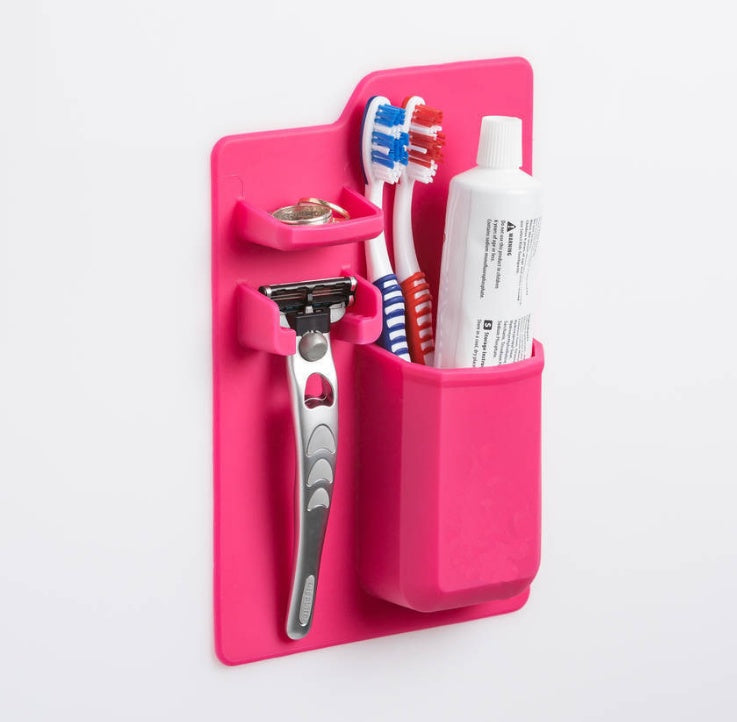 Wall Mounted Toothbrush Holder Organizer – Silicone Suction Bathroom Storage