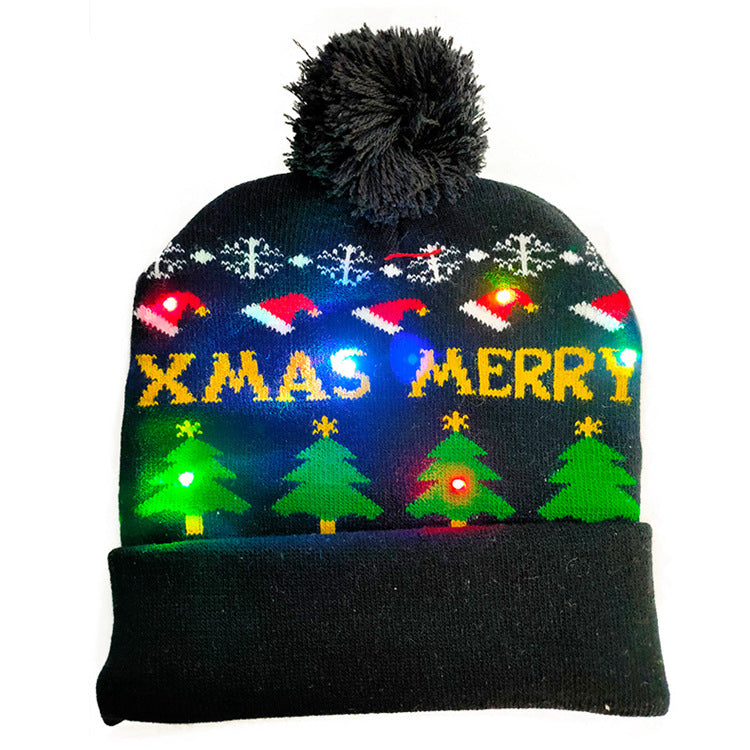 Christmas LED Knitted Hat Beanie – Light Up Festive Winter Cap for Kids Holiday Decor