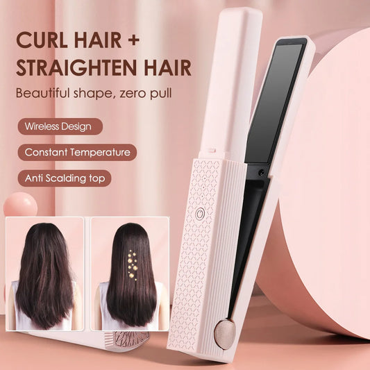 Cordless Hair Straightener – Portable USB Flat Iron
