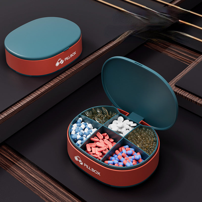 Portable Weekly Pill Organizer – Travel Pill Case 6 Grid Medicine Storage Box
