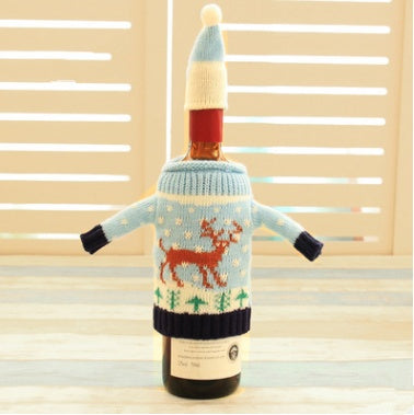 Christmas Wine Bottle Sweater Cover Set Knitted Holiday Table Decor Festive Ornament