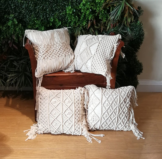 Rustic Chic Bohemian Macramé Cotton Pillowcase