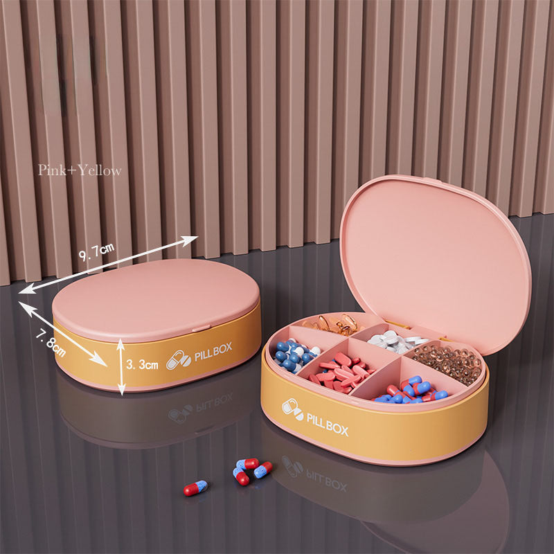 Portable Weekly Pill Organizer – Travel Pill Case 6 Grid Medicine Storage Box