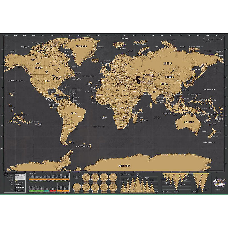 Black Scratch Off Map Poster – Deluxe World Travel Tracker Wall Art Home Decor