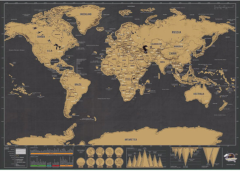 Black Scratch Off Map Poster – Deluxe World Travel Tracker Wall Art Home Decor