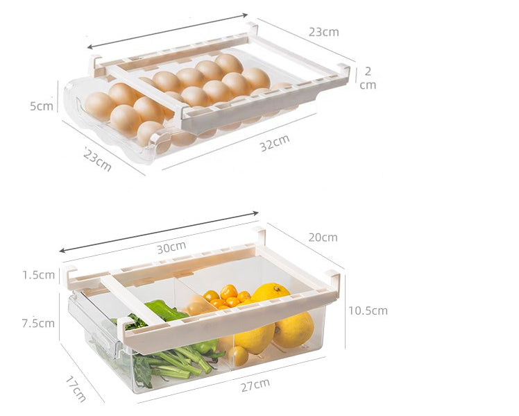 Refrigerator Storage Drawer Organizer – Adjustable Pull Out Fridge Shelf Rack