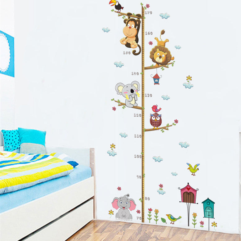 Kids Cartoon Animals Growth Chart Wall Sticker – Height Measure Wall Decal