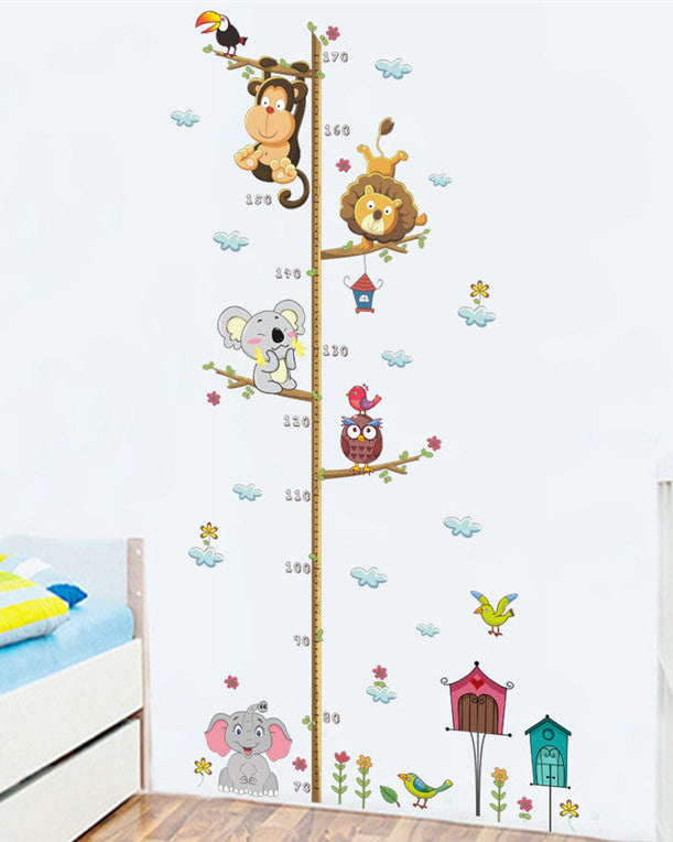 Kids Cartoon Animals Growth Chart Wall Sticker – Height Measure Wall Decal