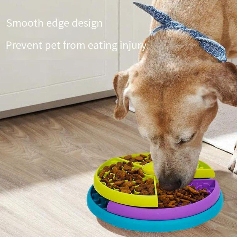 Anti-Choke Cat & Dog Slow Food Bowl – Rotating Puzzle Game Pet Feeder