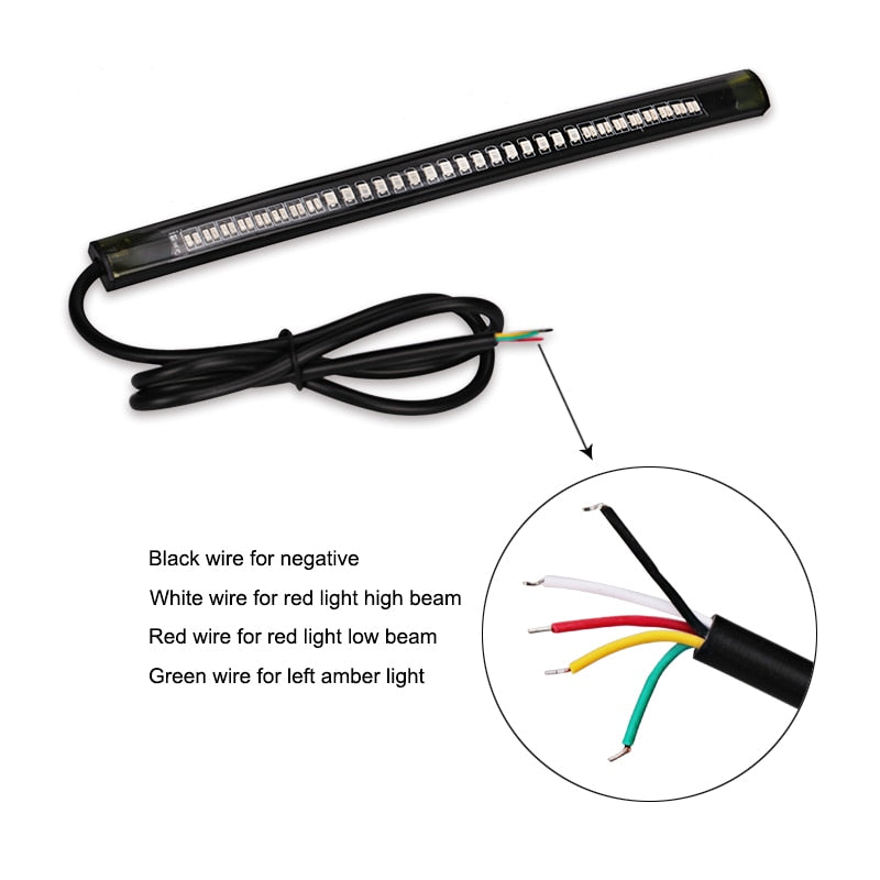 Motorcycle LED Tail Brake Light Strip – Universal Flexible 48 SMD Turn Signal License Plate Light