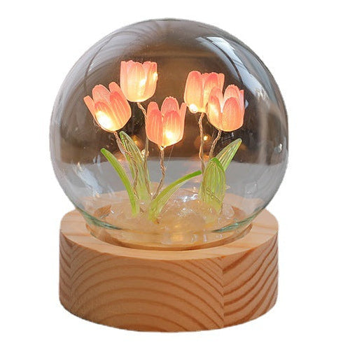 Cute Tulip LED Lamp – Night Light for Bedroom & Desk Decor