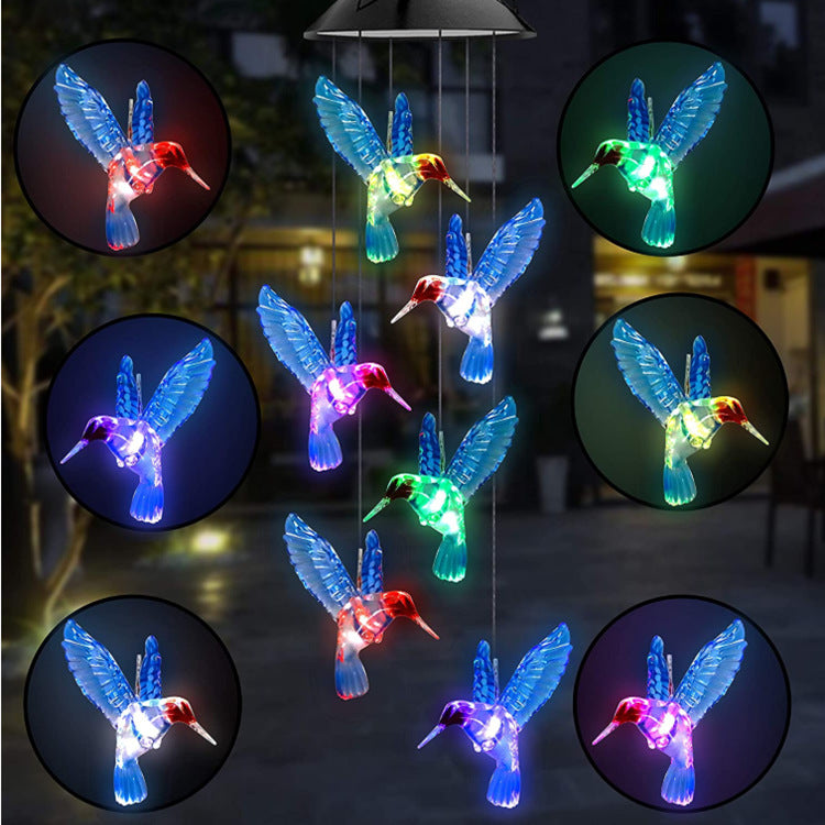 Solar Butterfly Wind Chime Lamp – LED Color Changing Garden Light