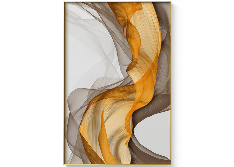 Contemporary Abstract Yellow Grey Wall Art Painting Canvas Home Decor Luxury Style