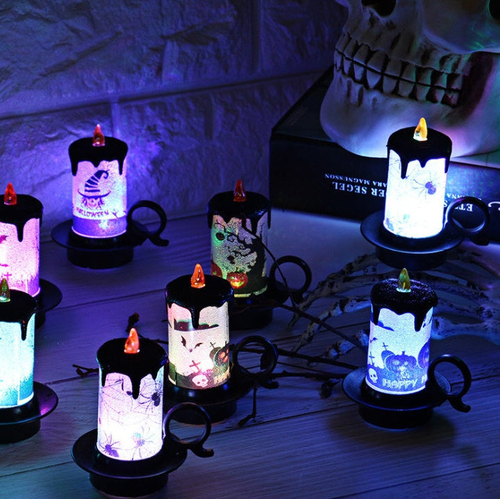 Halloween LED Flickering Candle Light – Decorative Cup Lamp for Spooky Room Decor